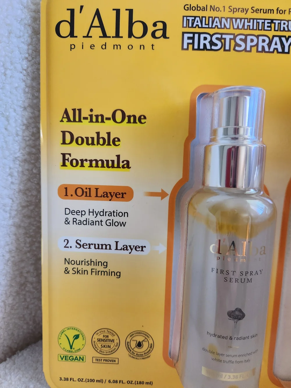 D'ALBA PIEDMONT Italian White Truffle First Spray Serum 6.08oz & 3.38oz